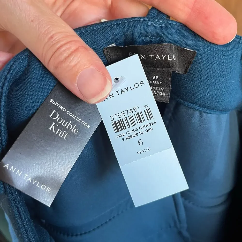 Ann Taylor Suiting Women's Teal Double Knit Dress Pants Size 6P. NEW!
